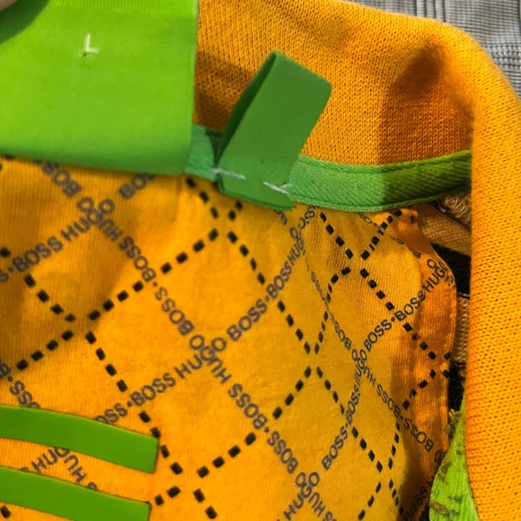 Hugo Boss Polo Shirt - Large - Orange & Blue stripes - GUC - Picture 4 of 7